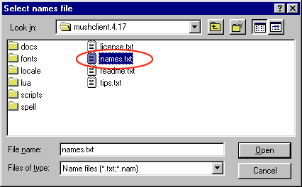 Find names.txt file