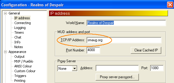 IP address dialog