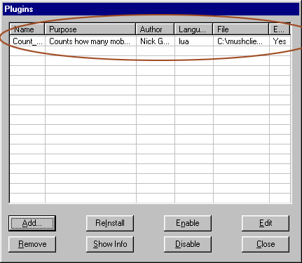 Plugin list with new plugin