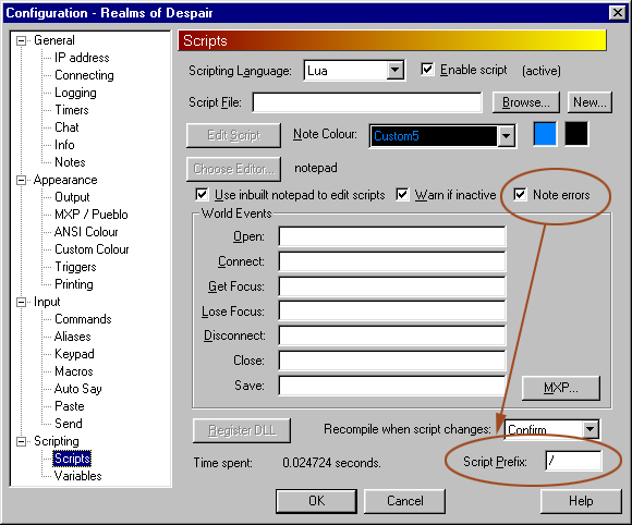 Scripting configuration